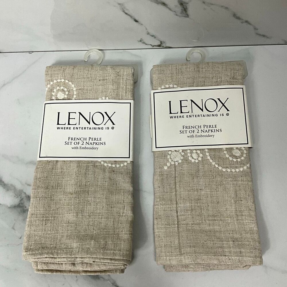 LENOX Embroidered Linen Blend Napkins
